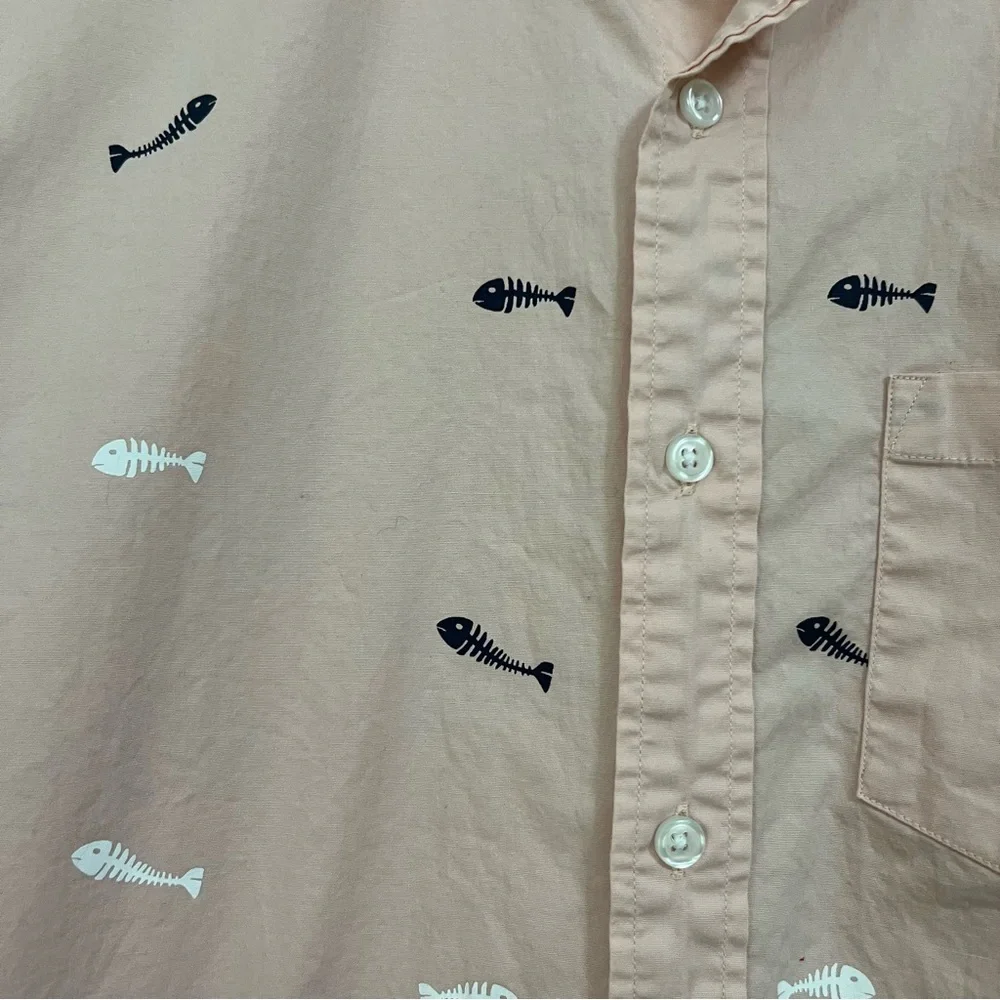 J. Crew Mercantile Flex Fish Bones Blush Shirt Size Medium